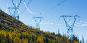 Transmission lines on a hill