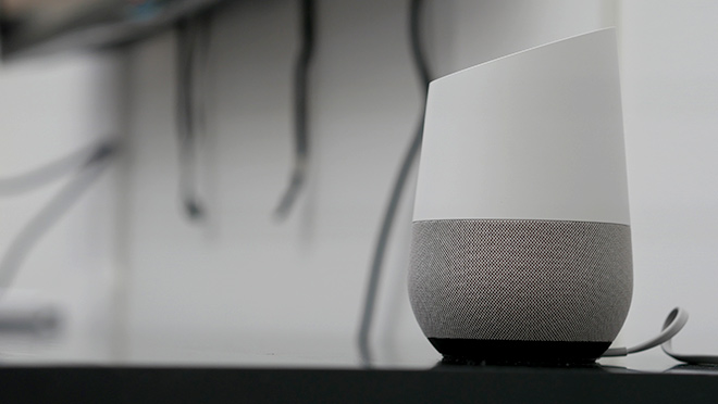 Image of a Google Home smart speaker Image of a Google Home smart speaker