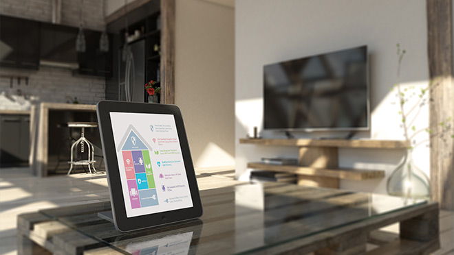 Image of smart home controls on a tablet computer