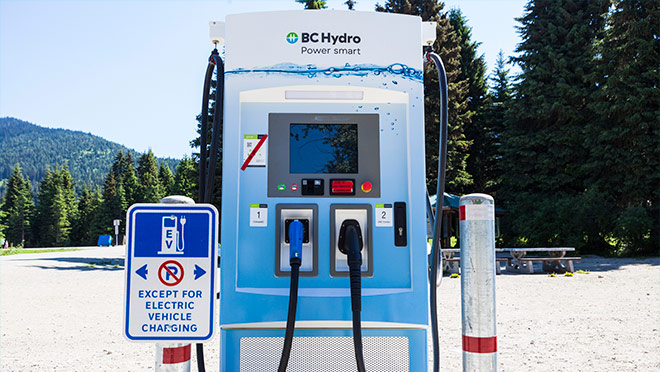 Image of a BC Hydro EV charging station