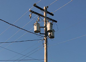 Example of an overhead, secondary service transformer
