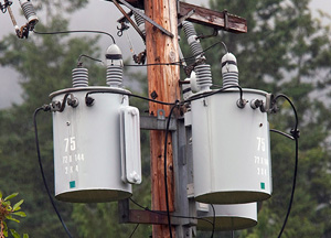 Example of overhead three-phase transformer