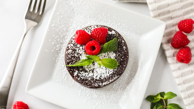 Chocolate lave cake on a plate