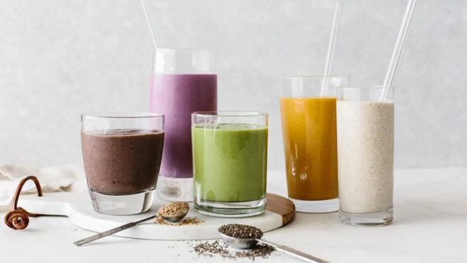 A selection of low-sugar smoothies
