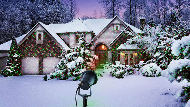 Image of Elf projector in a winter setting Image of Elf projector in a winter setting