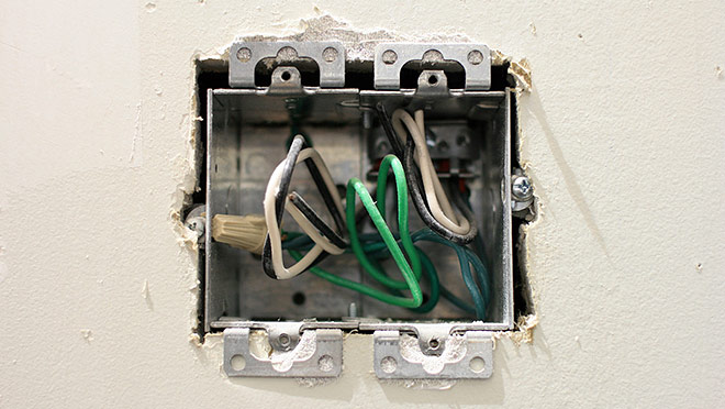 Image of light switch box and wires Image of light switch box and wires