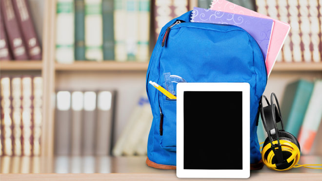 Image of backpack and tablet computer Image of backpack and tablet computer