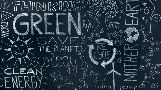 Conservation messages on a chalkboard Conservation messages on a chalkboard
