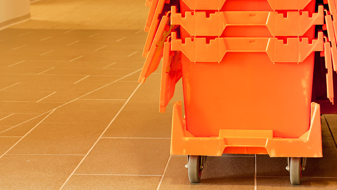Image of orange moving crates Image of orange moving crates
