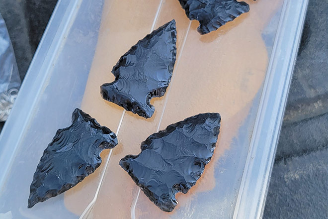 A collection of traditional arrowheads