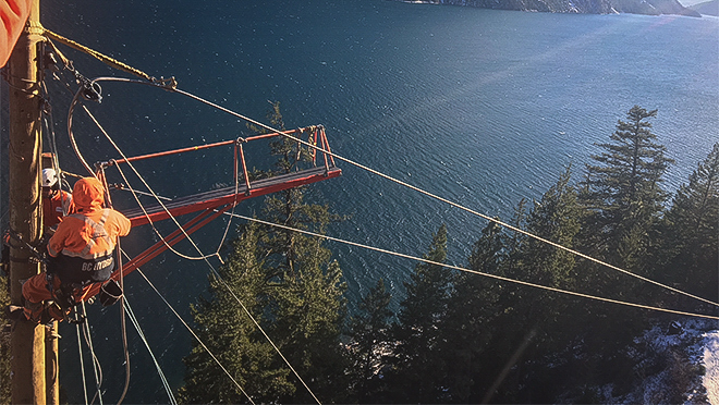 Image of a pole crew installing a new pole Image of a pole crew installing a new pole