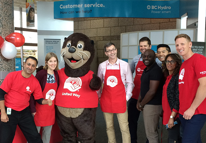 BC Hydro employees and United Way’s favourite guest attend a campaign kickoff event at our Dunsmuir St. office in Vancouver.  