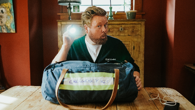 Spokesperson Dave packing his emergency kit and getting prepared for power outages. Spokesperson Dave packing his emergency kit and getting prepared for power outages.