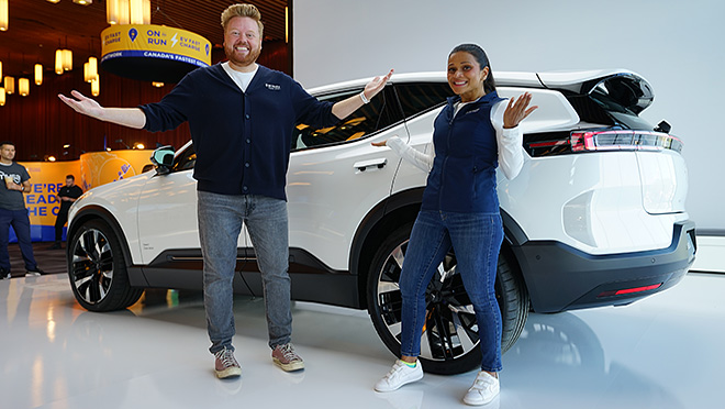 BC Hydro's Dave and Jaclyn with the Polestar 3 at Fully Charged LIVE Canada