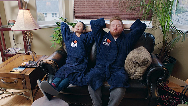 BC Hydro's Jaclyn and Dave get comfy on a couch