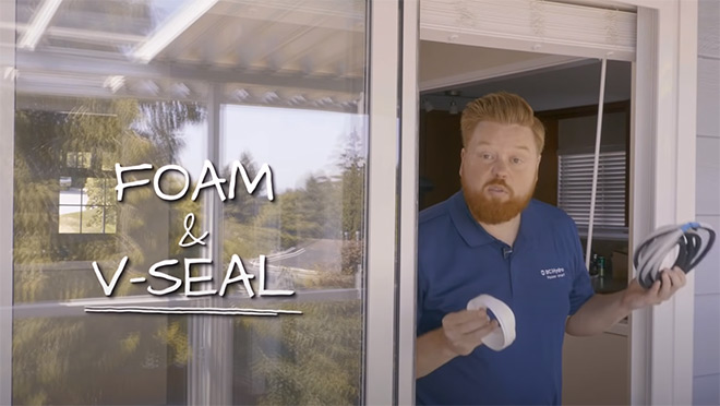 Person explains how to use foam and v-seal weatherstripping in one of his DIY videos.