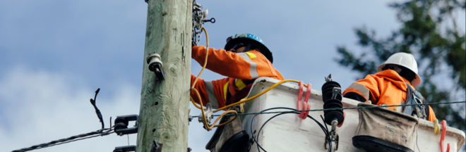 Crew working to repair power line