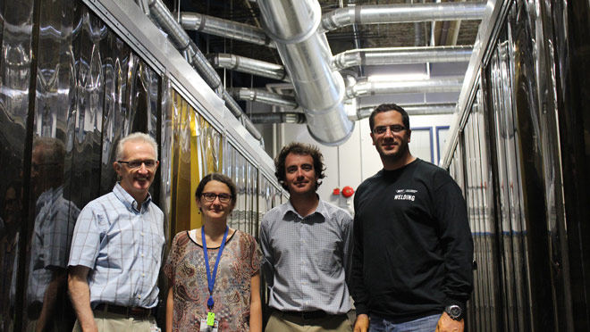 John Murnane, BCIT’s Director of Project Services; Vanesa Alzate, BCIT's Energy Specialist; Alexandre Hebert, BCIT's Energy and Sustainability Manager; and Dave Helman, BCIT Chief Instructor in Welding John Murnane, BCIT’s Director of Project Services; Vanesa Alzate, BCIT's Energy Specialist; Alexandre Hebert, BCIT's Energy and Sustainability Manager; and Dave Helman, BCIT Chief Instructor in Welding