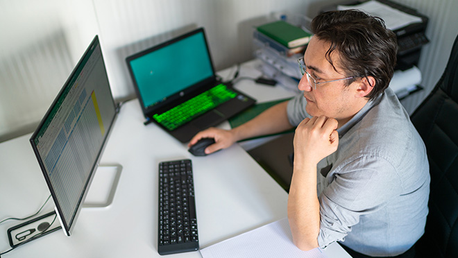 Employee working on a computer