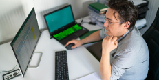 Employee working on a computer