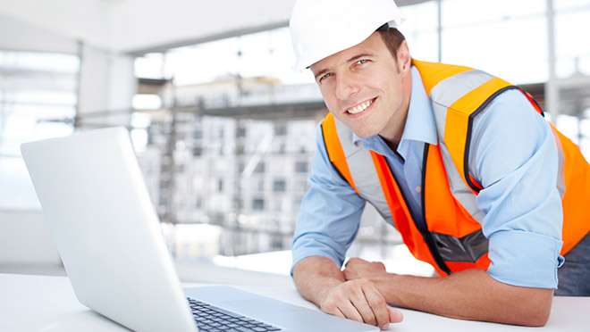 Image of an engineer using a laptop