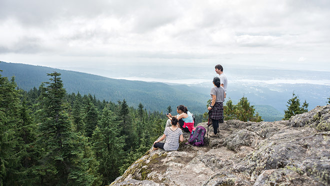 Image of a family of hikers at North Vancouver's Dog Mountain Image of a family of hikers at North Vancouver's Dog Mountain