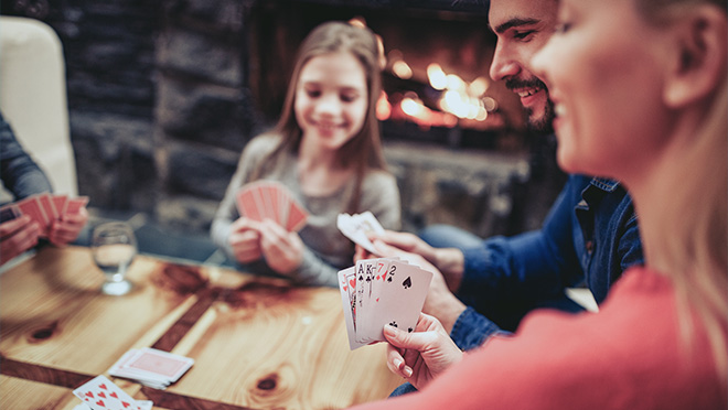 Family playing cards