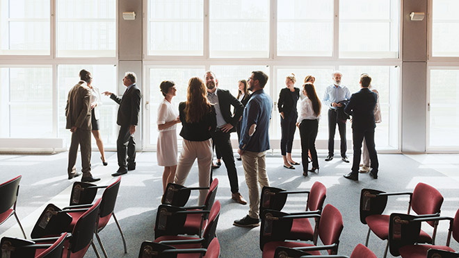 Business people at a networking event