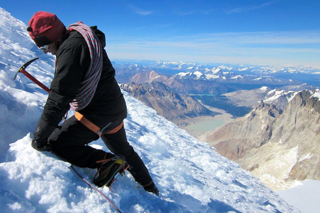Image of Jim Gudjonson rapelling on the Patagonia Mountain Image of Jim Gudjonson rapelling on the Patagonia Mountain