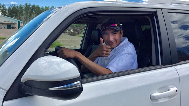 Image of Elvis Metecheah Elvis Metecheah, driver training at Halfway River First Nation
