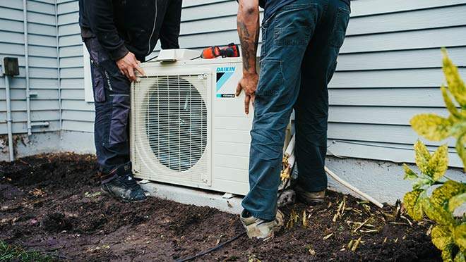 Mini split heat pump installation