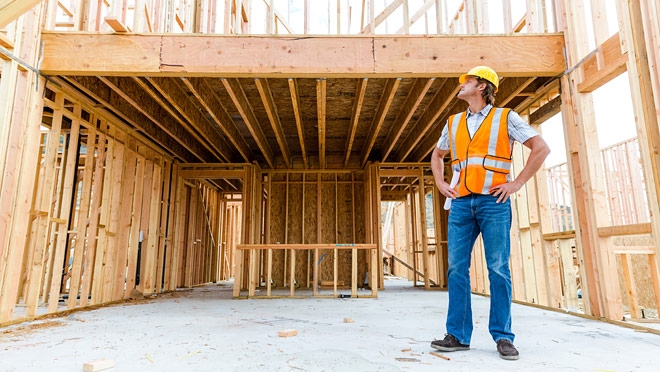 Image of worker on a building site Image of worker on a building site
