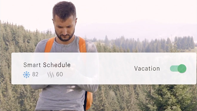 Image of a HydroHome app user accessing vacation settings