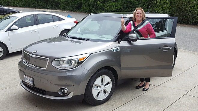 Image of Kia Soul EV and Hazel Rempel Image of Kia Soul EV and Hazel Rempel