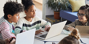 Kids studying in group