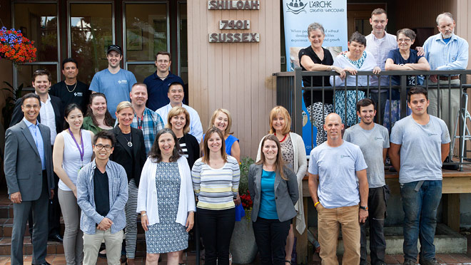 Image of group in front of L'arche facility Image of group in front of L'arche facility