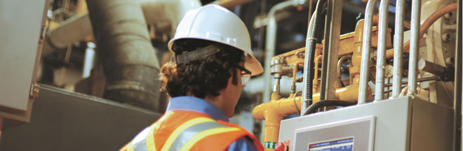 Man analyzing equipment reading