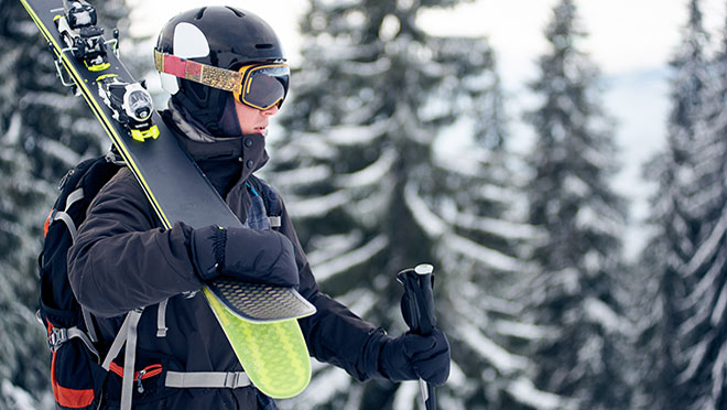 Image of a skiier wearing a helmet