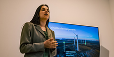 Woman presenting at a meeting