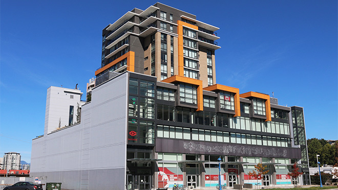 Exterior photo of the Storeys building owned by S.U.C.C.E.S.S.