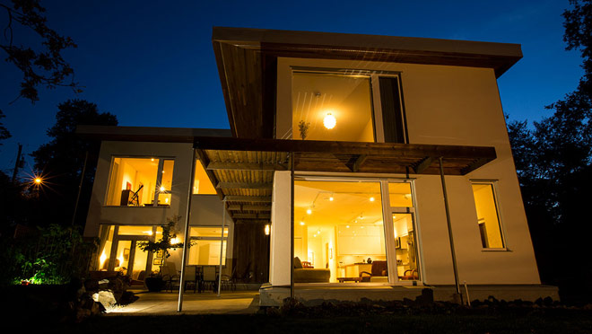 The Barnhardt Passive House in Saanich is so energy efficient it's heated by two small 500-watt heaters through the coldest part of winter. Photo by Derek Ford. The Barnhardt Passive House in Saanich is so energy efficient it's heated by two small 500-watt heaters through the coldest part of winter. Photo by Derek Ford.