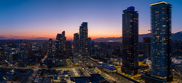 city skyline at dusk