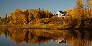 View of a Net Zero Ready home in Fort St. James, B.C. from the Stuart River