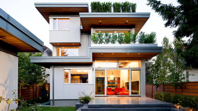 Exterior of modern home designed by Frits de Vries Architect Ltd. Exterior of modern home designed by Frits de Vries Architect Ltd.