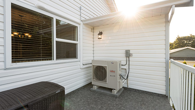 Image of a heat pump installed at a Colwood, B.C. home