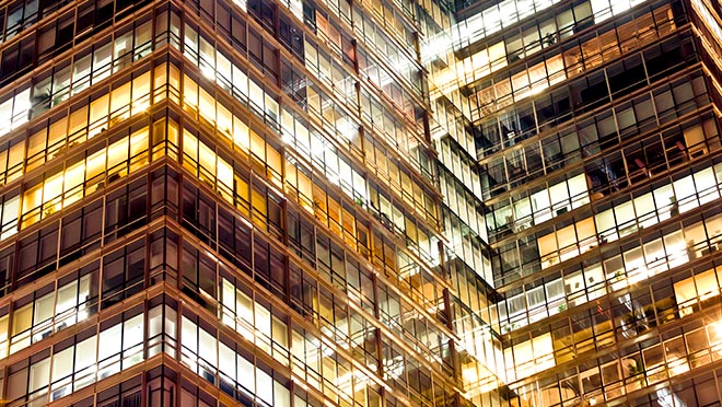 Image of illuminated office tower Image of illuminated office tower