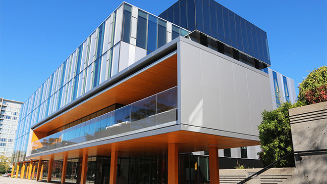 Exterior photo of Kwantlen University's Wilson School of Design Exterior photo of Kwantlen University's Wilson School of Design