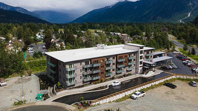 Aerial view of the Orion development in Pemberton, B.C.