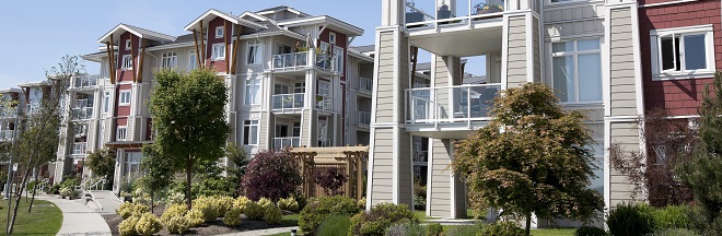Residential buildings with red exterior walls Residential buildings with red exterior walls