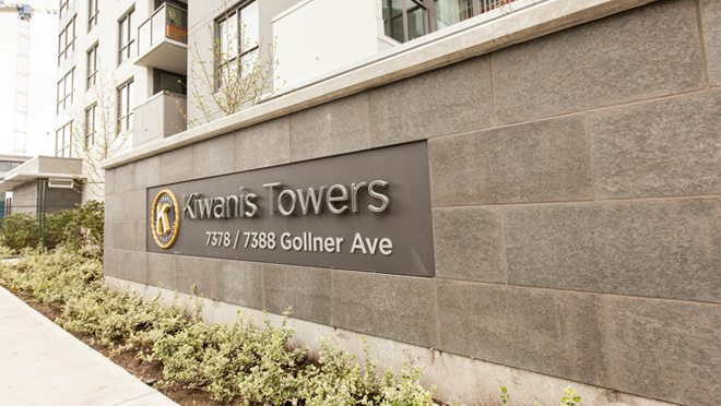 Image of a building sign at one of two Kiwanis Towers in Richmond Image of a building sign at one of two Kiwanis Towers in Richmond